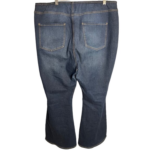 Tinseltown XXXL Dark Blue High Rise Jeans Stretch Pull On Flare Y2K - Picture 5 of 11